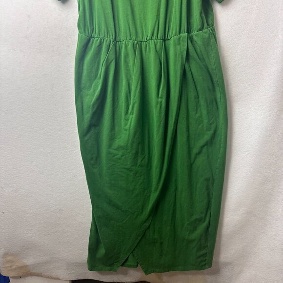 ELOQUII dress women 22 maxi faux wrap short sleeve Kelly Green cuffed‎ sleeves - Picture 2 of 6